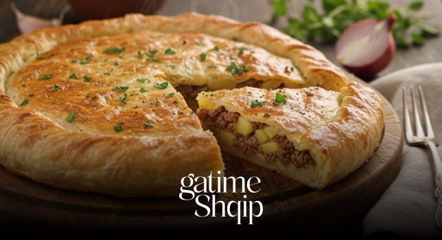 Byrek me Mish dhe Patate – Recetë Tradicionale Shqiptare