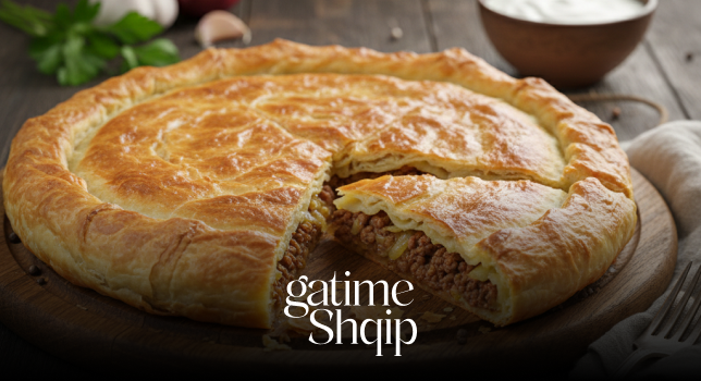 Byrek me Mish dhe Qepë – Recetë Tradicionale Shqiptare