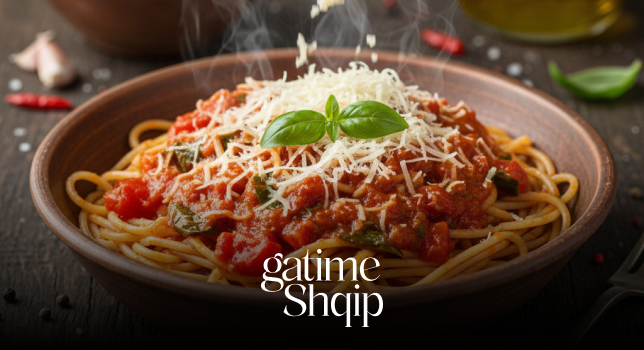 Makarona me Salcë Domatesh dhe Djath – Recetë e Shpejtë dhe e Shijshme