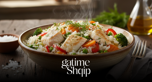 Oriz me Peshk dhe Perime – Recetë e Shpejtë dhe e Shëndetshme