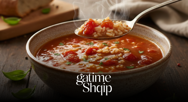 Supë me Domate dhe Oriz – Recetë e Lehtë dhe e Shëndetshme